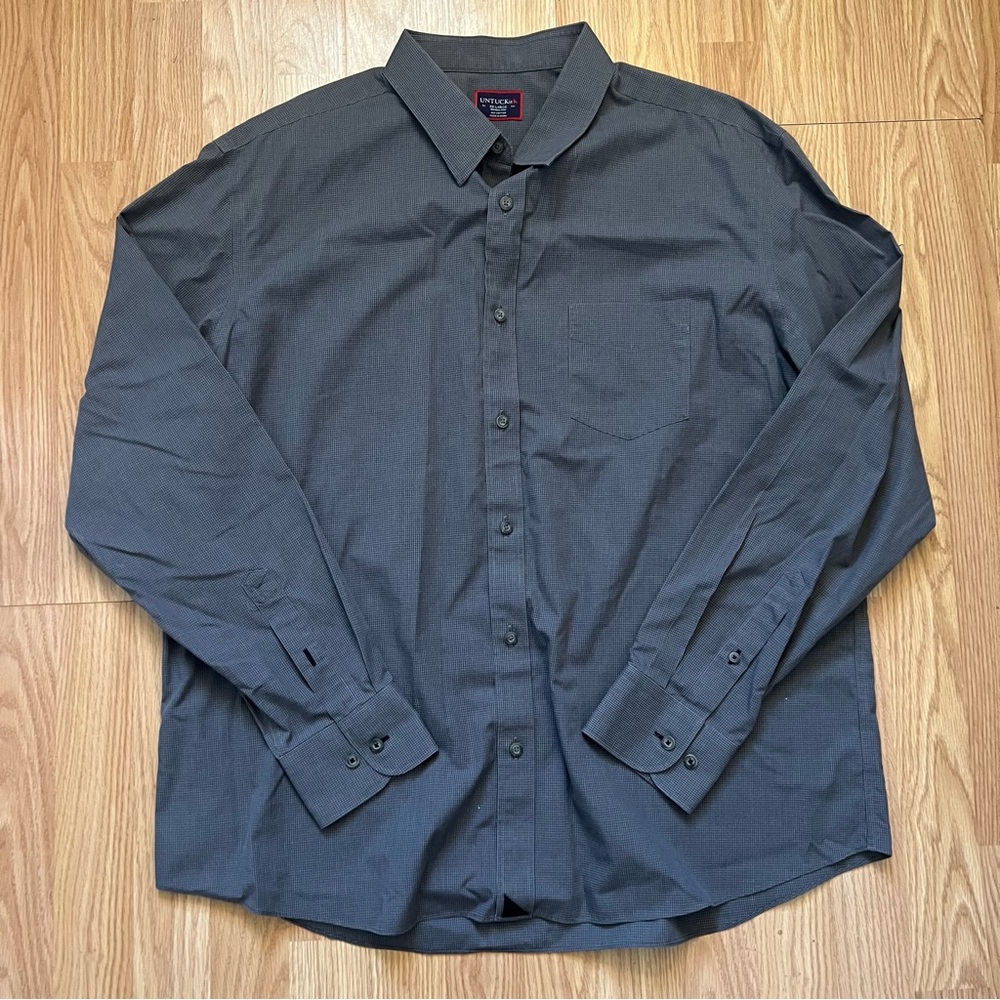 Untuckit Button Down Shirt Mens XXL Gray Preppy Business Casual 100% Cotton